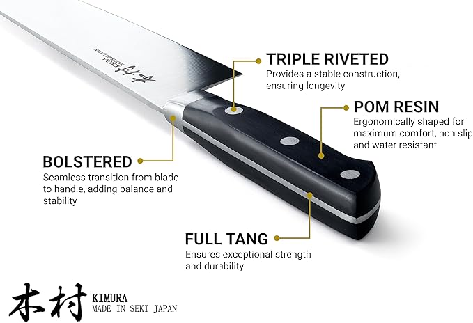 Kimura Petty Knife, [Made in Japan], 5 inch Professional Chef Knife, Ultra Sharp High Carbon Molybdenum Stainless Steel Kitchen Knives, Chefs Knives with Ergonomic Handle - Japanese Utility