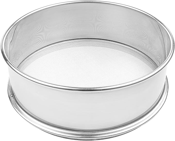 Stainless Steel Flour Sifter Fine Mesh Round Flour Sieve for Baking 12" Diameter x 2.5" High; 50 Mesh (Hole Size 0.3mm)