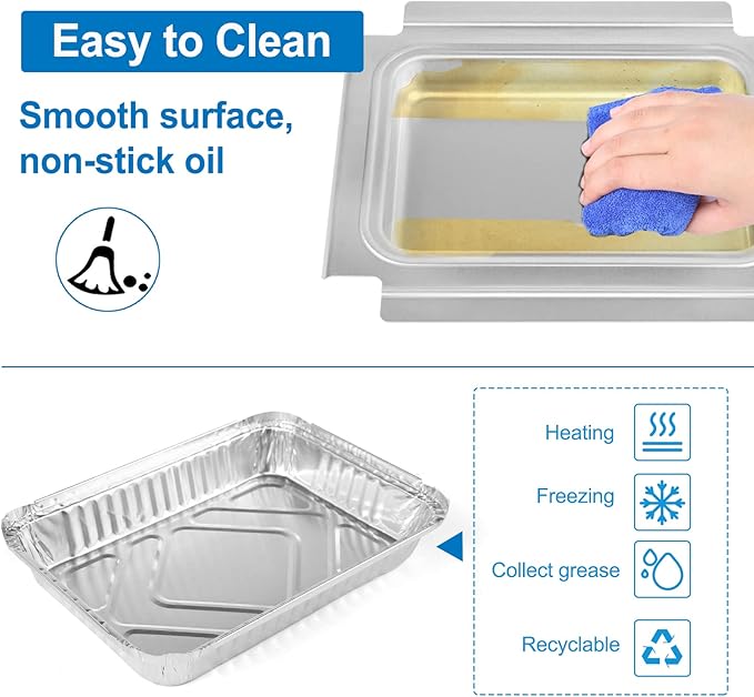 Uniflasy 80580 Catch Pan for Weber Q200 Q300 Q220 Q240 Q2000 Q2200 Q320 Grill, Drip Tray for Weber Q200/Q300 Series Grill with 6415 Aluminum Liner Replacement for Weber 41877, 15 Pack