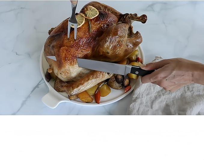 Delux Turkey Roaster Lasagna Pan Set for Roasting Thanksgiving Turkey, Chicken, Meat & Vegetables, with Stainless Steel Turkey Baster Turkey Lifter and Carving Knife n Fork Set