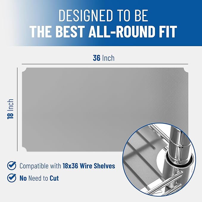 Sterling Shelf Liners Wire Rack Covers: Long-Lasting Shelf Liner Cover for Wire Shelving: Premium Cover Mats for Shelves in Pantry, Closet, etc: 18x36 Inch: Graphite, Set of 4