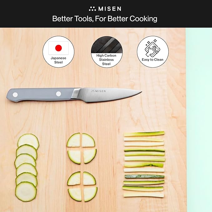 Misen 3.5" Paring Knife – Precision Kitchen Knife - High-Carbon Stainless Steel Blade – Ergonomic Handle for Peeling, Trimming, and Slicing – Lightweight, Versatile Tool for All Culinary Tasks - Gray
