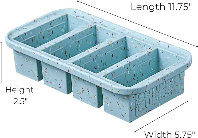 Souper Cubes 1 Cup Silicone Freezer Molds with Lids - Soup Cubes Freezer Tray with Lid - Perfect for Freezing Broth, Rice, Individual Portions, Meal Prepping and More - Sprinkles - 2-Pack