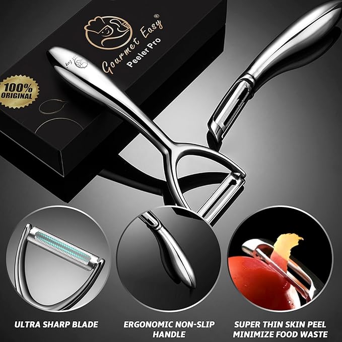 Vegetable Peeler, Premium Stainless Steel Potato Peeler, High Tensile Ultra Sharp Blade Fruit and Food Slicer, Y Shaped with Ergonomic Non-Slip Handle, Dishwasher Safe with 5 Years Warranty