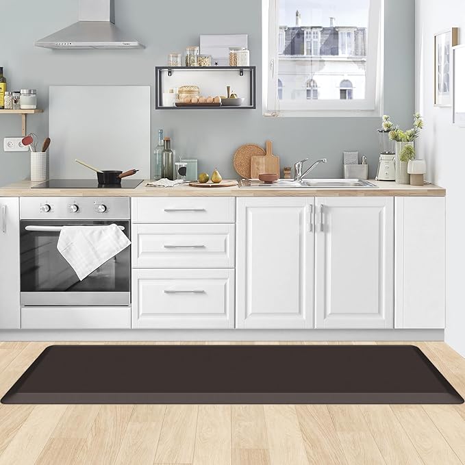 KitchenClouds Kitchen Mat Cushioned Anti Fatigue Kitchen Rug Non Slip Standing Mat Comfort Floor Mats for Sink Office (17.3"x60"- 0.8inch)
