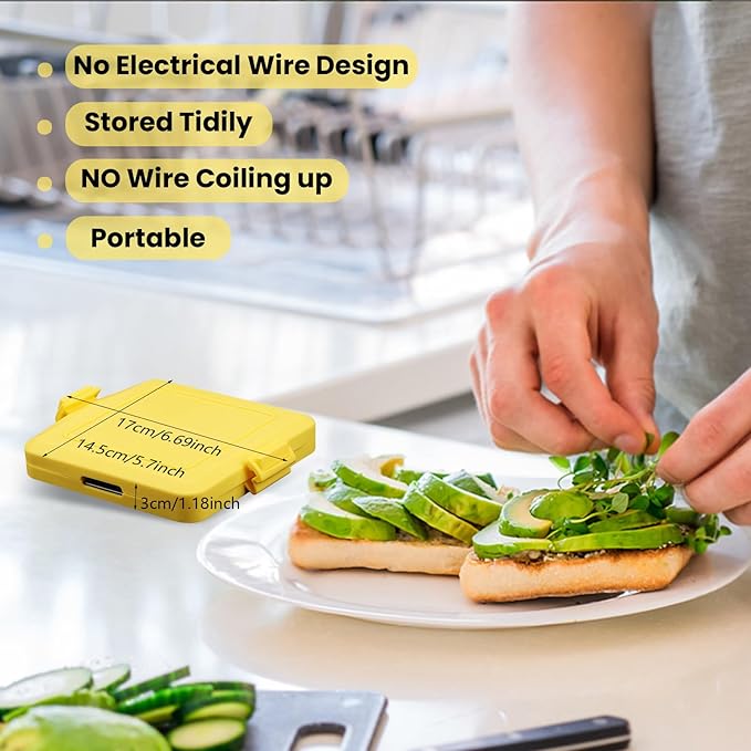 Microwave Toastie Maker, 6.9 * 5.9 * 1.6 Inch Sandwich Maker Time-Saving Grilled Cheese Toaster with Adjustable Silicone Strap Microwave-Safe Cookware Kitchen Tool for Toastie Panini (Yellow)