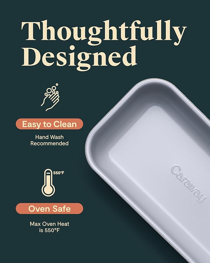 Caraway Non-Stick Ceramic 1 lb Loaf Pan - Naturally Slick Ceramic Coating - Non-Toxic, PTFE & PFOA Free - Perfect for Pound Cakes, Breads, & More - Navy