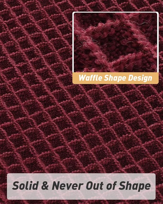 AMOAMI Upgraded Waffle Runner Rug Super Absorbent Non Slip Bath Mats for Bathroom Machine Washable Bathroom Runner Rug with Tassels, Ideal for Hallway Bedroom Laundry Room, 17" x 72", Burgundy