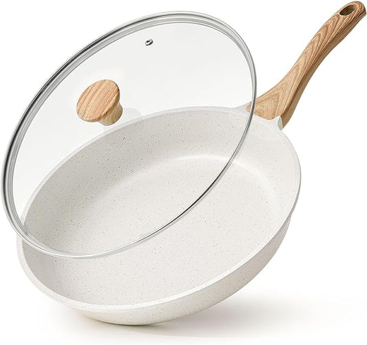 SENSARTE Nonstick Ceramic Frying Pan Skillet with Lid, 11 Inch Omelet Pan, Healthy Non Toxic Chefs Pan, Induction Compatible Egg Pan with Heat Resistant Handle, Free of Intentionally Added PFAS/PTFE