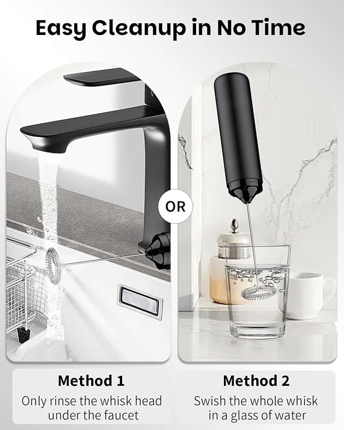 Pawfly Rechargeable Milk Frother Wand, Milk Frother Handheld with Stainless Steel Whisk, Portable Coffee Frother, Powerful Electric Drink Mixer Foam Maker for Cappuccino Latte Matcha Hot Chocolate