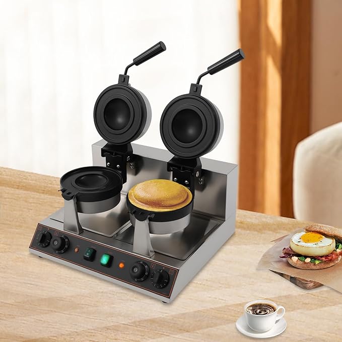 Burger Waffle Maker,Electric Burger Waffle Maker Machine for Home Use,Burger Waffle Makers, Hamburger Sandwich Machines Non-stick Panini Press Waffles Machine with Timer & Temp Control (2400W)