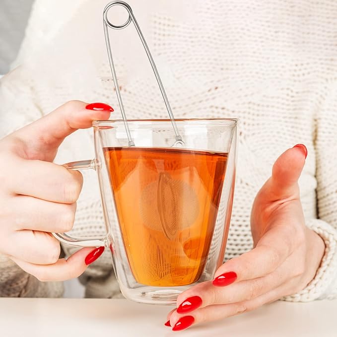 Yinder Loose Leaf Tea Infuser Stainless Steel Mesh Snap Tea Ball Strainers with Handle Metal(Silver)
