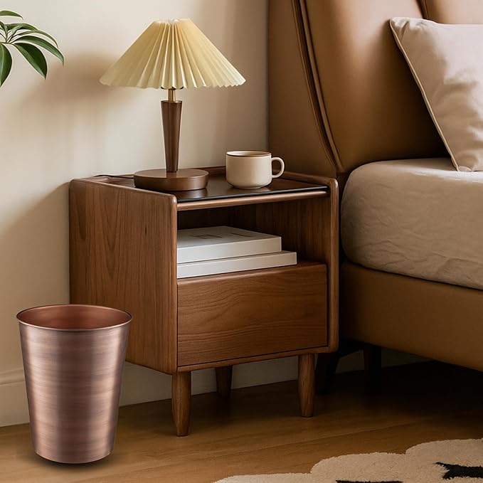Monarch Abode Copper Handcrafted Metal Wastebasket for Home Office Bedroom, Decorative Waste Basket, Modern Bathroom Garbage Can, Durable & Decorative Trash Bin, Antique Copper Bathroom Trash Can