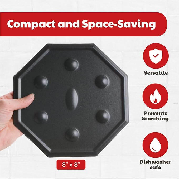 SimmerMat Heat Diffuser - Flame Diffuser Stove Cover Ring - Fire Diffuser for Any Type of Electric or Gas Stove - Dishwasher Safe Stove Top Cover - Steel Plates for Simmering and Slow Cooking - 1 Pack