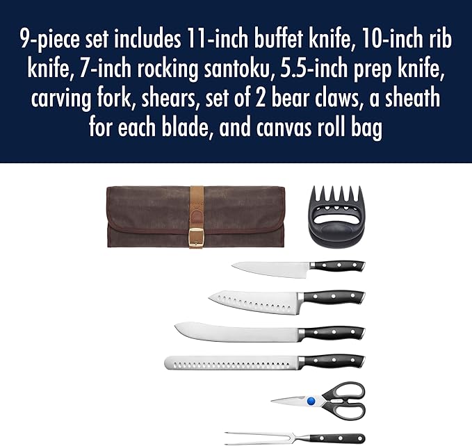 Henckels Forged Accent 9-pc Barbecue Carving Tool Set,Black