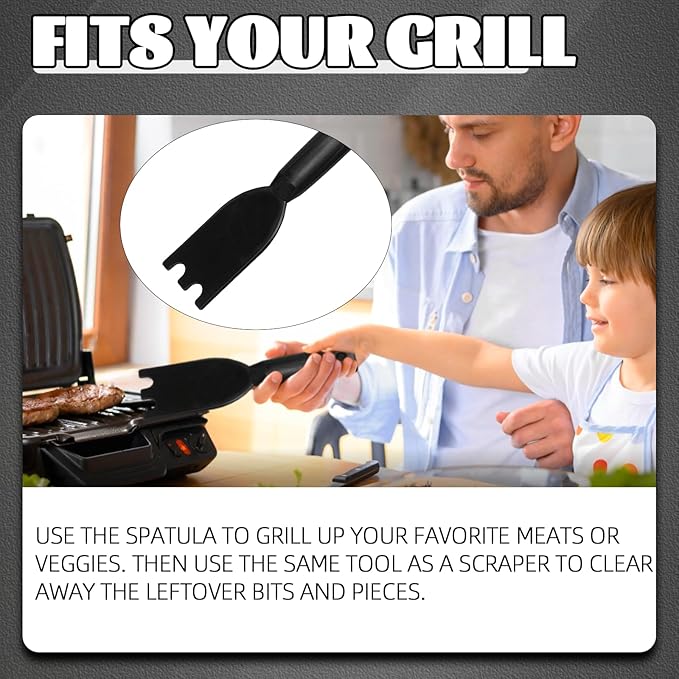 TonGass (2-Pack) Grill Scraper for George Foreman Indoor Grills & Most Other Indoor Grills with Grooves, Heat-Resistant Grill Spatula