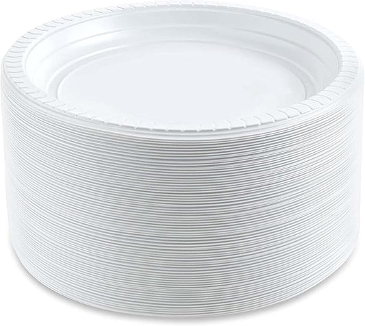 PLASTICPRO 6'' inch Round Plastic Plates Microwaveable, Disposable, White, Dinnerware 800 Count