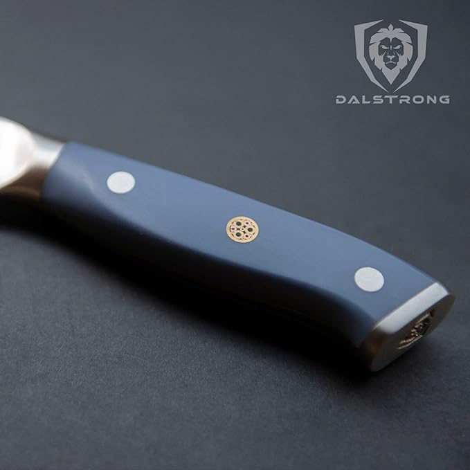 Dalstrong Chef Knife - 8 inch Blade - Shogun Series - Japanese AUS-10V Super Steel Kitchen Knife - Lightblue Handle ABS - Damascus - Razor Sharp Chef's Knife - Professional Full Tang Knives - Sheath