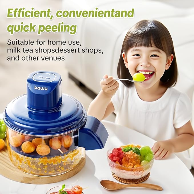 Kawu Electric Grape Peeling Machine, Portable Automatic Garlic Peeler Machine with 5 Blades, USB Rechargeable, Smart Fruit Machine Remover Tool for Small Fruits, Effortless Peeling for Home Kitchen