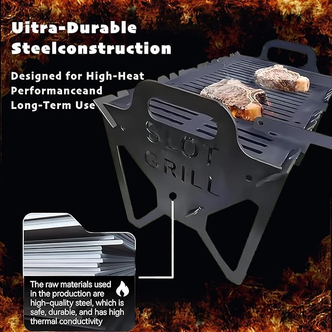 Slot Grill, Slot Grill Collapsible, For Easy Storage, Lightweight And Compact, For Camping, Travel, Party(31 * 31 * 3cm)