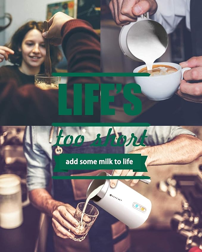 Huogary Milk Frother, Large Capacity Milk Frother and Steamer, 3 in 1 Electric Warm & Cold Milk Foam Maker, Non Stick Automatic Foam Maker and Milk Warmer for Latte, Cappuccinos, Macchiato, White
