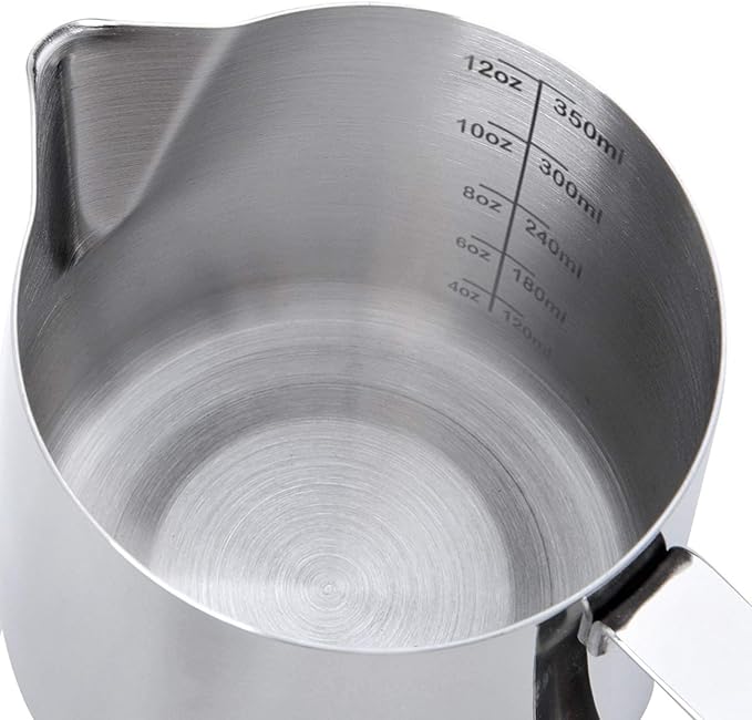 12oz Milk Frothing Pitcher, Stainless Steel Espresso Latte Steaming Pitcher, Milk Frother for Coffee Cappuccino With Latte Art Pen - Barista Tools and Espresso Machine Accessories