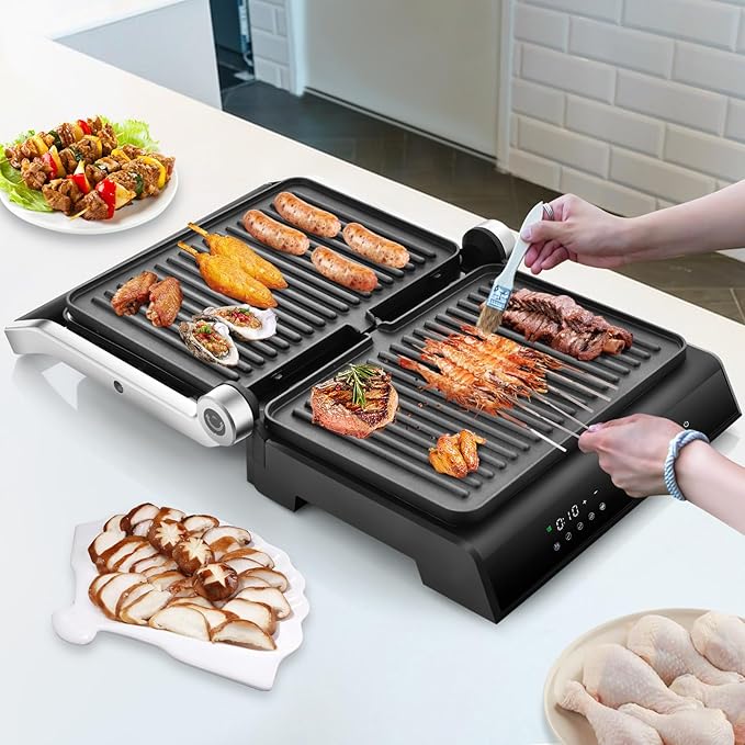 Panini Grill Press Sandwich Maker, 3 In 1 Sandwich Maker with Removable Plates & Led Display, 1200w Panini Press Machine for Toaster, Bread, BBQ, Vegetable