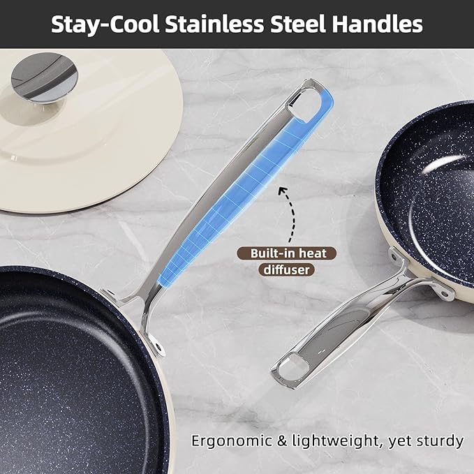 Nuwave Lux 13pc Forged Lightweight Cookware Set PFAS Free, Healthy G10 Duralon Ceramic Coating, Ultra Non-Stick, Stay-Cool Handles, Works on All Cooktops & Induction Ready