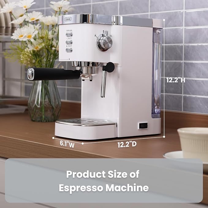 Gevi Espresso Machine 20 Bar High Pressure,Compact Espresso Maker with Milk Frother Steam Wand,Cappuccino,Latte Maker with Adjustable Shot Volume for Home,Gift for Mom and Dad