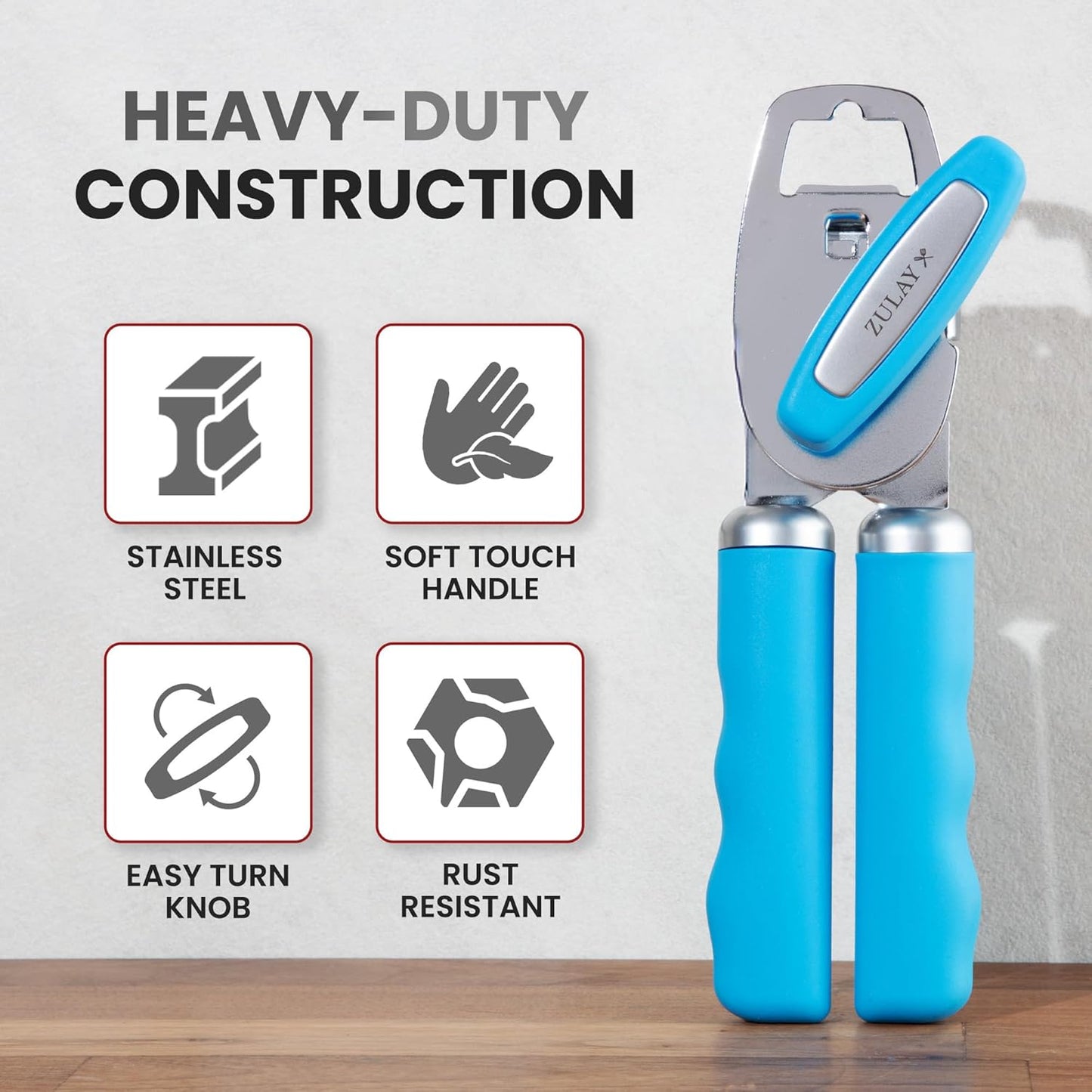 Zulay Kitchen Manual Can Opener with Bottle Opener with Turn Knob