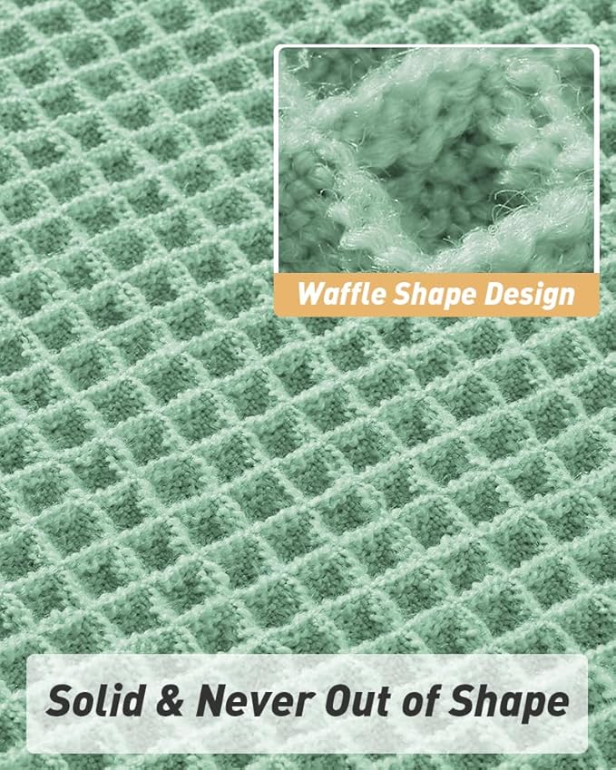 AMOAMI Upgraded Waffle Runner Rug Super Absorbent Non Slip Bath Mats for Bathroom Machine Washable Bathroom Runner Rug with Tassels, Ideal for Hallway Bedroom Laundry Room, 2'x 6'(24" x 72"), Sage