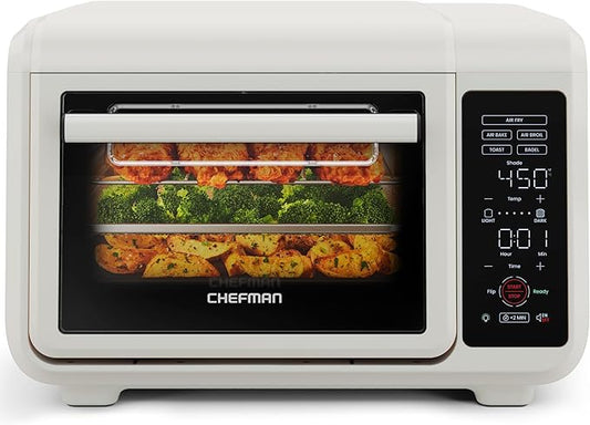 Chefman Air Fryer Toaster Oven Combo, 15 Qt. Countertop Oven for Quick & Healthy Meals, Bake, Broil, Air Fry, Toast, and Bagel Functions, 450°F Max Temp, 4 Slice Toaster Oven Air Fryer Combo – Ivory
