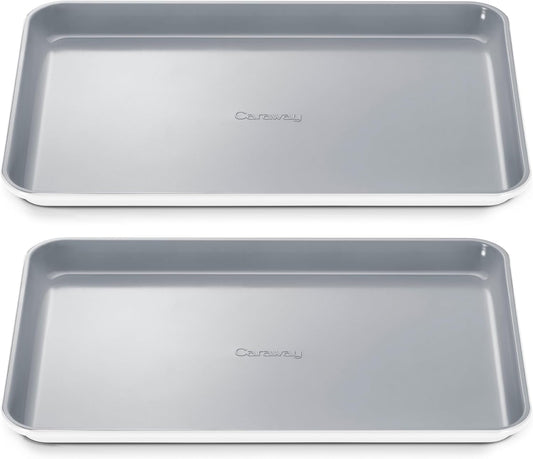 Caraway Non-Stick Ceramic Medium Baking Sheet - Naturally Slick Ceramic Coating - Non-Toxic, PTFE & PFOA Free - Perfect for Baking, Roasting, and More - Medium (15" x 10") - White