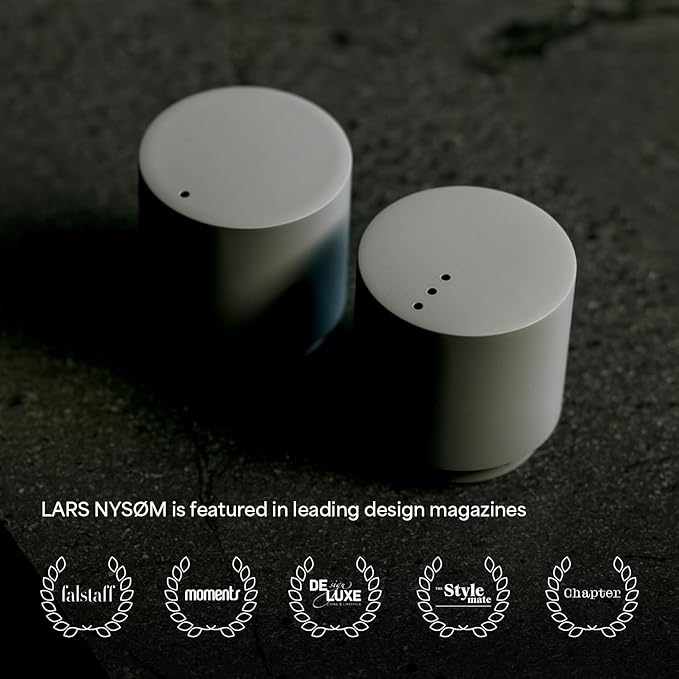 LARS NYSØM Mini Salt and Pepper Shakers Set | Stainless Steel Salt and Pepper Shakers with Modern Minimalist Design, Easy Refill, Small Size (Carbon Black)