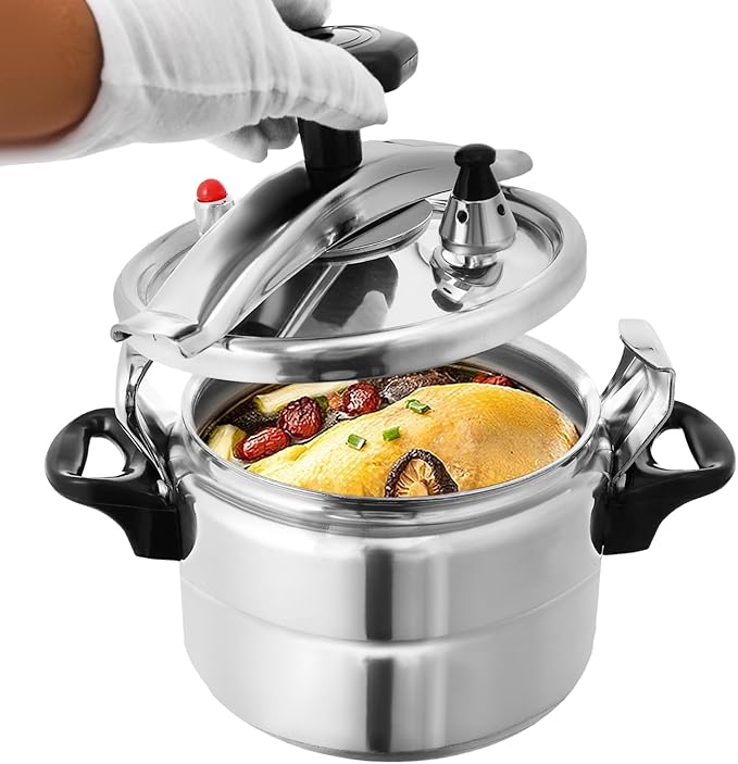3Qt Small Pressure Cooker, Aluminum Alloy Stovetop Pressure Cooker Pot with Safety Lock Lid & Valve, 35KPA for Fast Cooking, Steaming, Boiling, Ideal for Family Kitchen, Camping, Silver