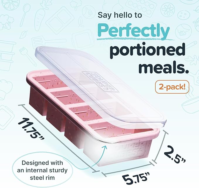 Souper Cubes 1 Cup Silicone Freezer Molds with Lids - Soup Cubes Freezer Tray with Lid - Perfect for Freezing Broth, Rice, Individual Portions, Meal Prepping and More - Sprinkles - 2-Pack