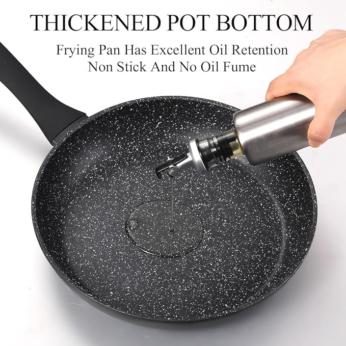 Non Stick Frying Pans,Healthy Stone Cookware,Deep Frying Pan Skillet,Omelette Pan,Egg Pans Nonstick，PFOA-free Non Toxic Frying Pan (8 Inch)