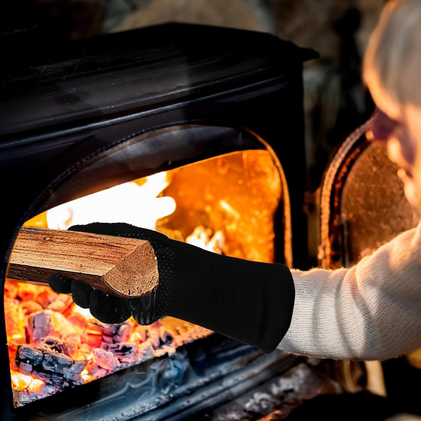 UBeesize Lengthen BBQ Gloves (Bear Paw), 1472°F Heat Resistant Grill Glove, 14 inch Fireproof Oven Gloves for Cooking, Non-Slip Fire Glove for Grilling, Barbecue, Smoker, Baking, Frying