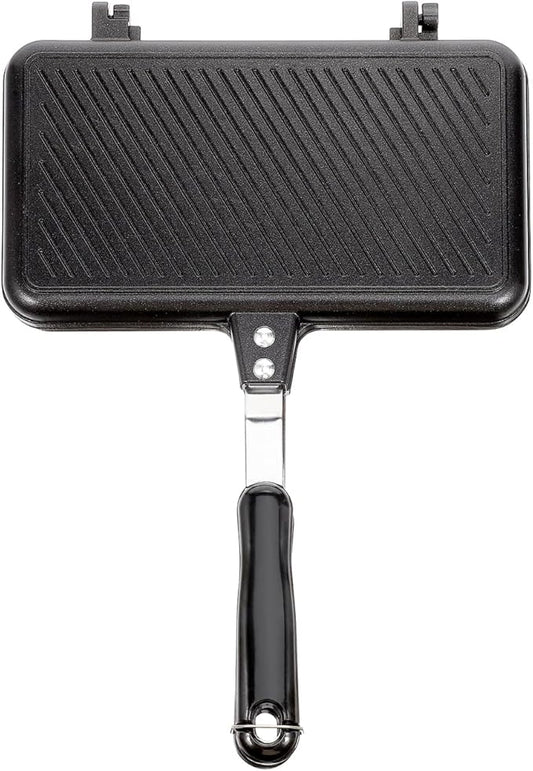 Double- Sided Frying Pan Non- Stick Grill Pan Waffle Maker Sandwich Baking Mold for Cake Toast Snack Breakfast, Aluminum Sandwich Maker
