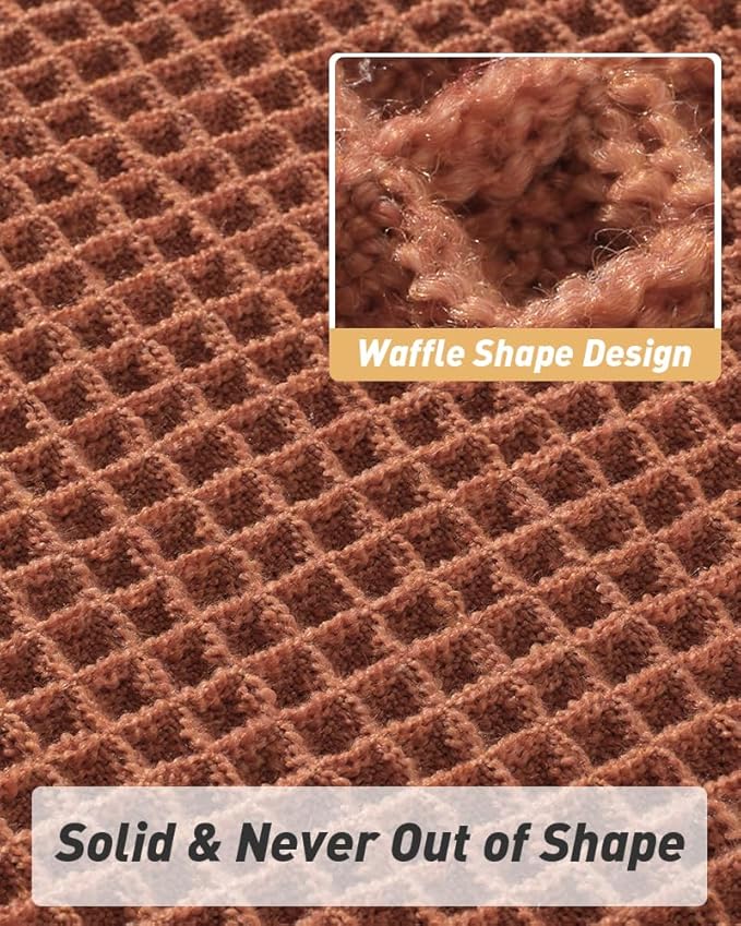 AMOAMI Upgraded Waffle Runner Rug Super Absorbent Non Slip Bath Mats for Bathroom Machine Washable Bathroom Runner Rug with Tassels, Ideal for Hallway Bedroom Laundry Room, Dirty Orange, 17" x 72"