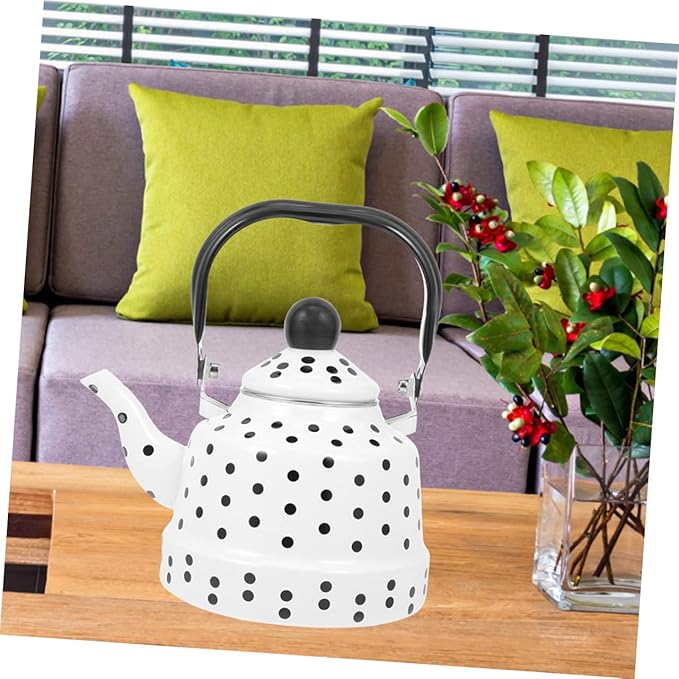 Zerodeko Vintage Enamel Tea Kettle with Handle Portable Water Boiling Kettle for Induction Electric Gas Stoves for Home Office Restaurant Dorm Use