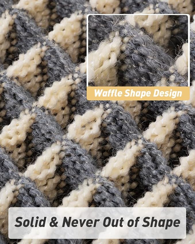 Upgraded Waffle Runner Rug Super Absorbent Non Slip Bath Mats for Bathroom Washable Bathroom Runner Rug with Tassels, Ideal for Hallway Bedroom Laundry Room, Dark Grey & Yellow, 2' x 6'(24" x 72")