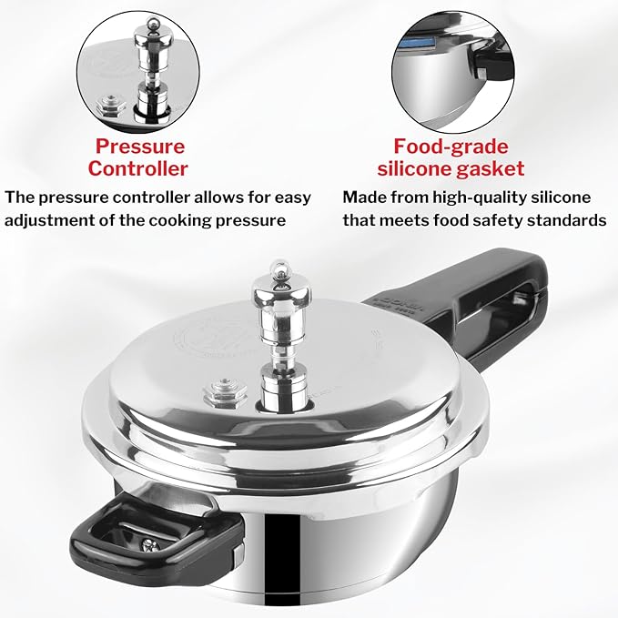 Vinod V-3L Stainless Steel Sandwich Bottom Pressure Cooker, 3-Liter