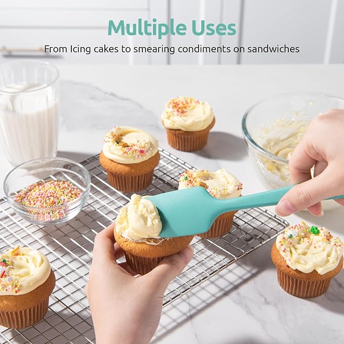 U-Taste Silicone Spatula Set with 600 Degrees Fahrenheit Heat Resistant (Teal/Aqua Sky)