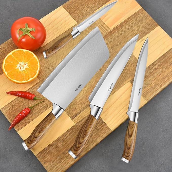 Kitchen Knife Set 6 Piece, Stainless Steel Knife Set, Professional Chef Knives Set, Sharp Knives for Kitchen, Durable Knives with Ergonomic Plastic Handle