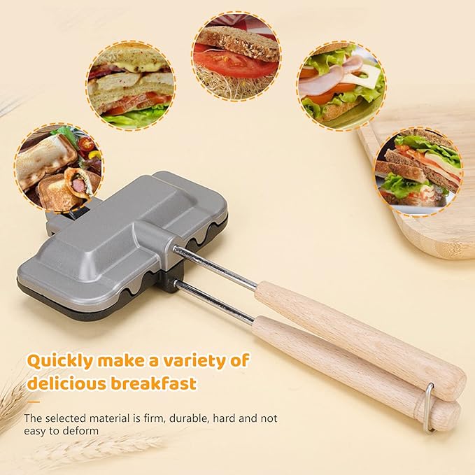 Longzhuo Double-Sided Removable Sandwich Baking Pan, Non Stick Frying Pan, Grilled Cheese Maker,Flip Grill Pan, Sandwich Baking Tray for Pancakes, Omelets, and Hot Dog Toast