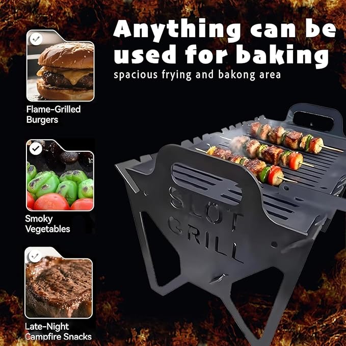 Slot Grill, Slot Grill Collapsible, For Easy Storage, Lightweight And Compact, For Camping, Travel, Party(26 * 26 * 3cm)