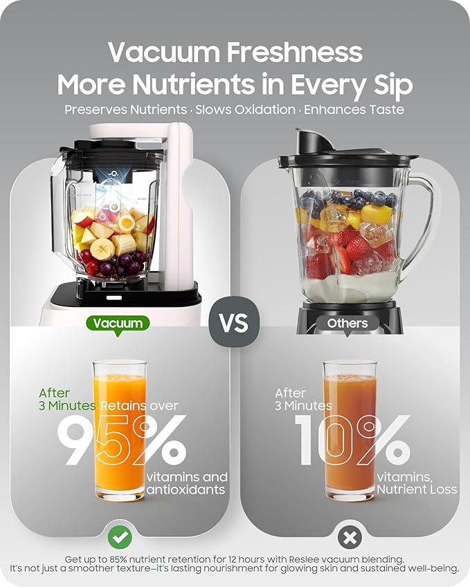 Vacuum Blender, 56oz Tritan Cup, Commercial & Household Professional Blender for Smoothies, Fresh Juice, Baby Food, Protein Shakes, with Self Clean, Dishwasher Safe, Quiet Shield