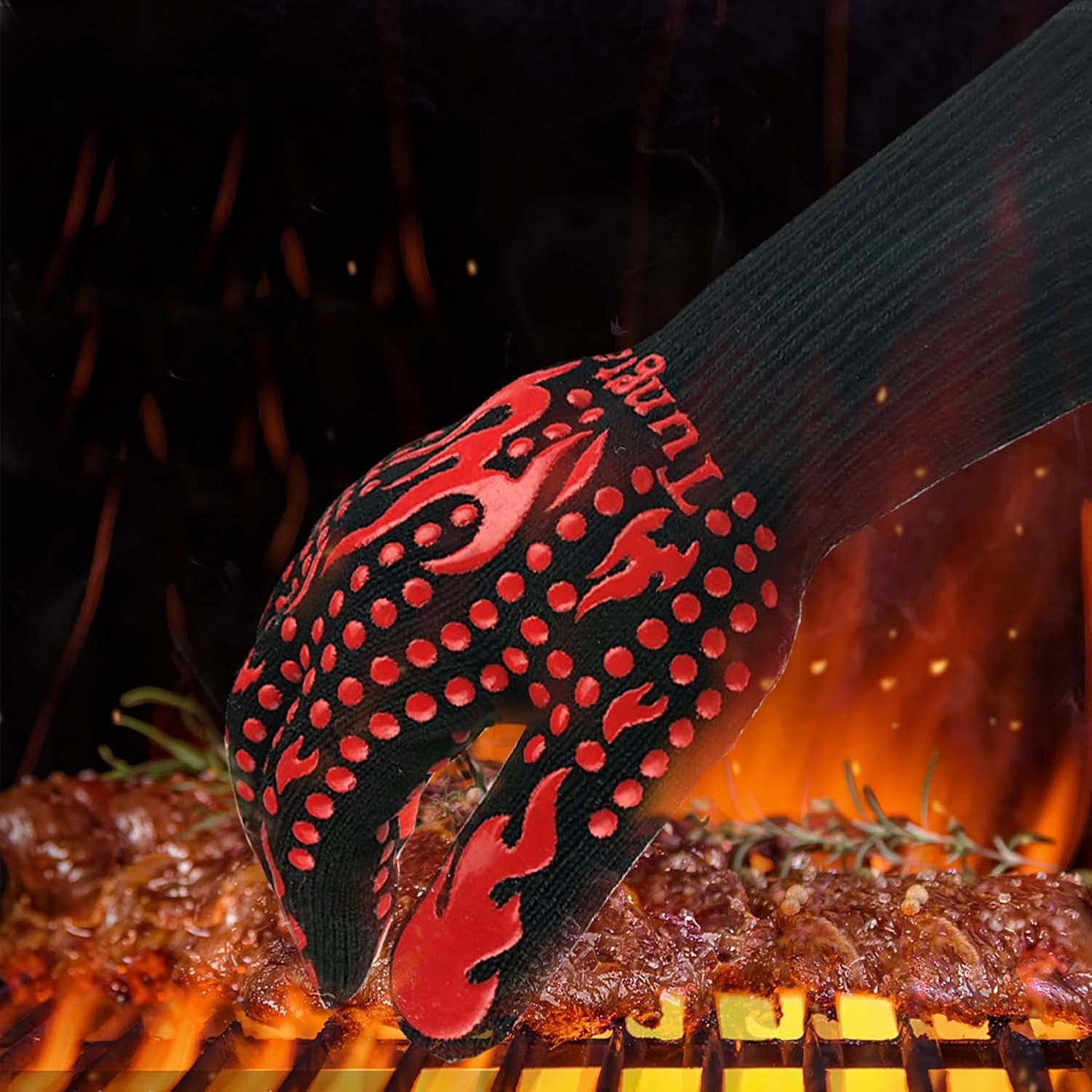 Oven Mitts Heat resistan BBQ Heat Proof Glove 1472℉ 14Inch Grill Glove for Men BBQ Gloves Gift Set for Cooking, Oven,Grilling, Baking, Welding (Long Cuff, Blue)