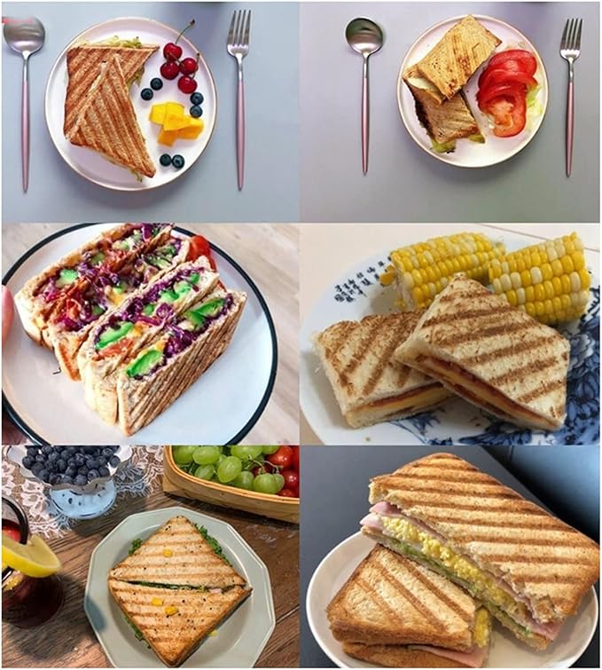 CHICIRIS Sandwich Maker, Non-Stick Breakfast Sandwich Maker Frying Pan, Double Sided Panini Press Sandwich Maker, Grid Pattern